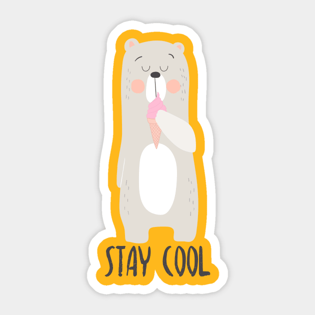 Stay Cool, Polar Bear Sticker by Dreamy Panda Designs